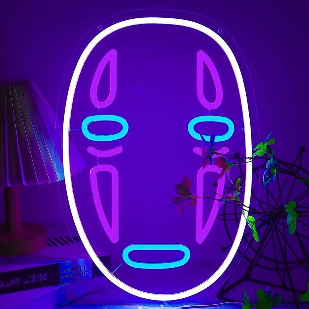 Spirited Away Neon Sign No Face Ghost Kaonashi Night Light Room Wall Decoration